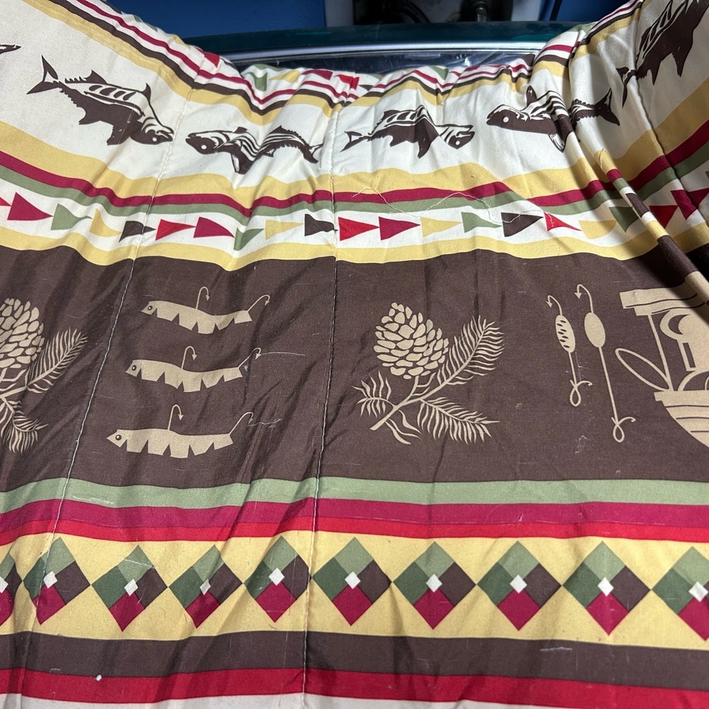 Rustic Fish and Pinecone Patterned Blanket